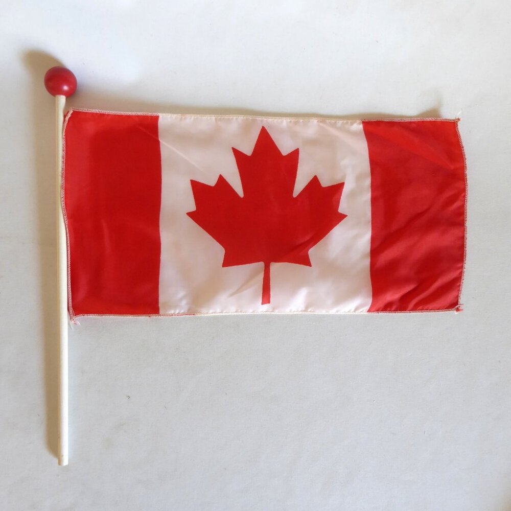 VINTAGE 11” CANADA CANADIAN RED WHITE MAPLE LEAF FLAG